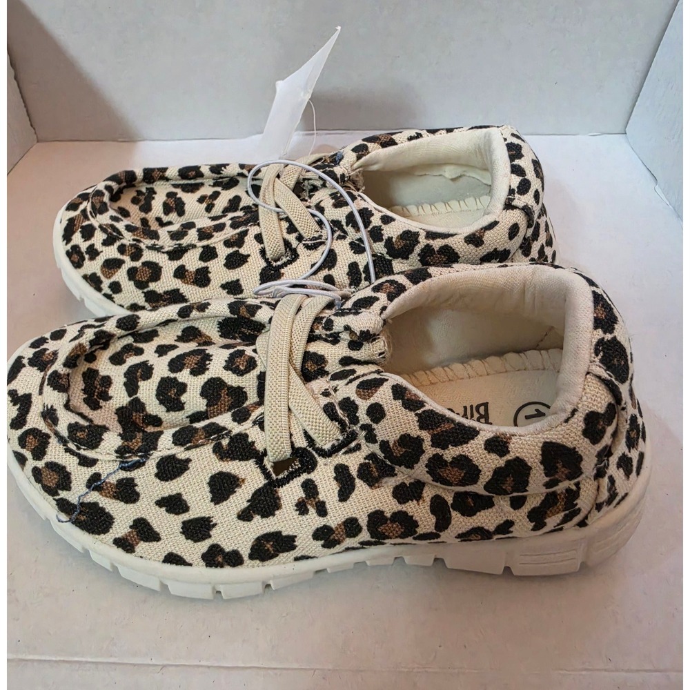 NWT Bumble + Birdie Kids Leopard Print Moc Toe Slip-On Loafers Size 6T